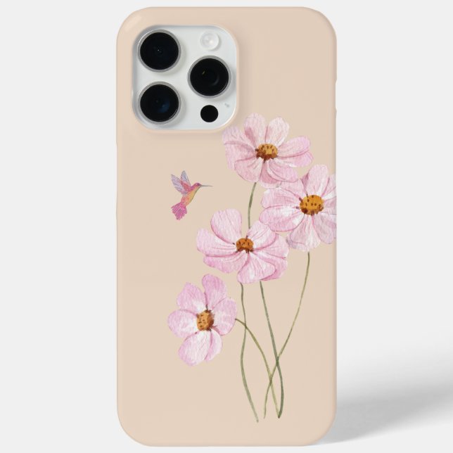 Funda De Case-Mate Para iPhone Comos rosa y colibrí (Reverso )