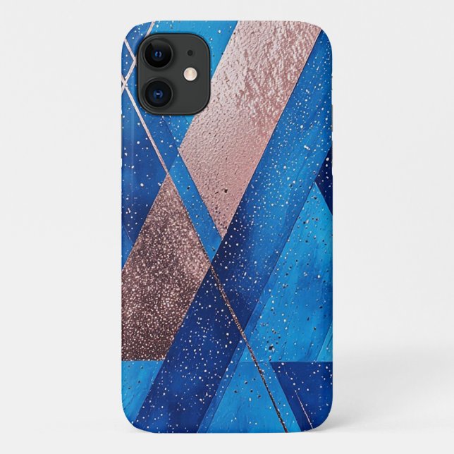 Funda De Case-Mate Para iPhone Composición Artística Azul y Dorada Abstracta (Reverso)