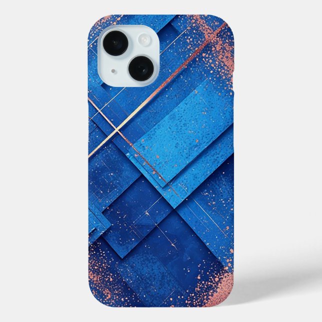 Funda De Case-Mate Para iPhone Composición Artística Azul y Dorada Abstracta (Reverso )