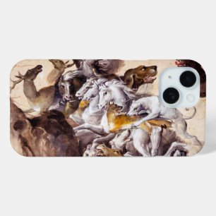 FUNDA PARA iPhone 15 COMPOSICIÓN CON ANIMALES, CABALLOS DE LECTURA, DER
