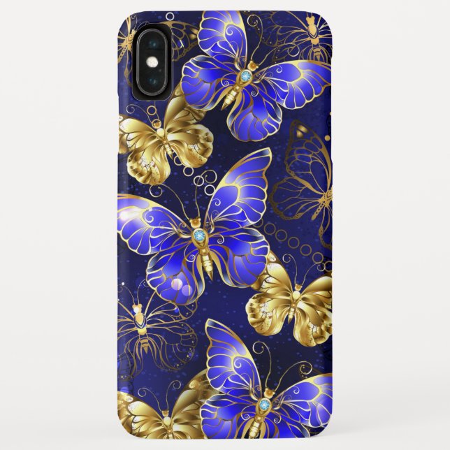 Funda De Case-Mate Para iPhone Composición con mariposas de zafiro (Reverso)