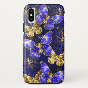 Funda Para iPhone XS Composición con mariposas de zafiro