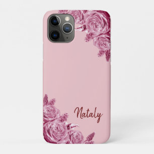 Funda Para iPhone 11 Pro Composición de flor rosa con nombre