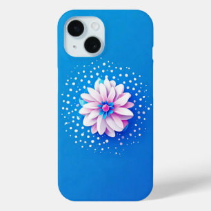Funda Para iPhone 15 Composición de flores coloridas sobre fondo azul