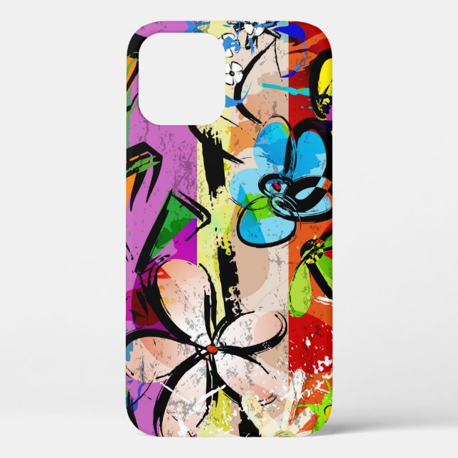 Funda De Case-Mate Para iPhone composición de fondo abstracto con flores, con (Reverso )
