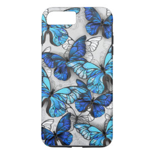 Funda Para iPhone 8 Plus/7 Plus Composición de las mariposas blancas y azules