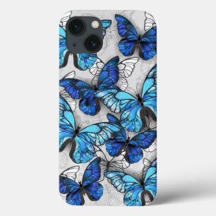 Funda Para iPhone 13 Composición de las mariposas blancas y azules