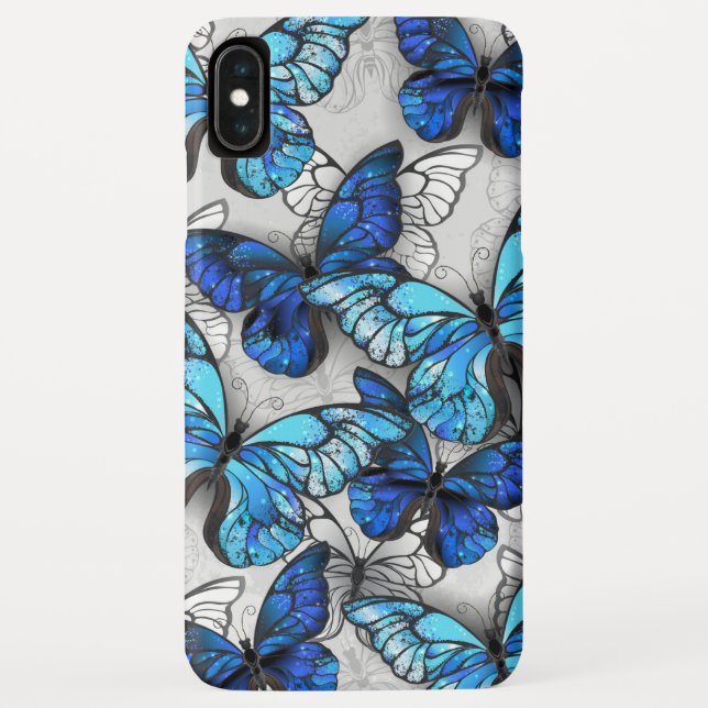 Funda De Case-Mate Para iPhone Composición de las mariposas blancas y azules (Reverso)
