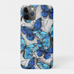 Funda Para iPhone 11 Pro Composición de mariposas blancas y azules