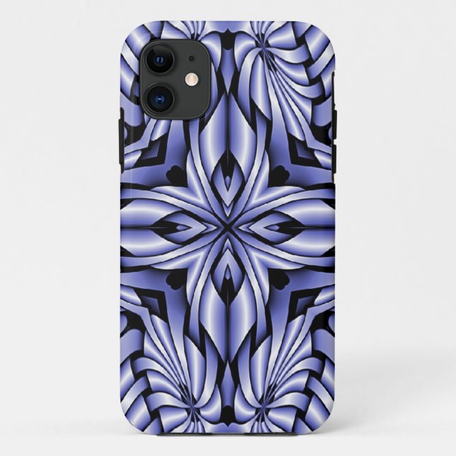 Funda De Case-Mate Para iPhone Composición fractal - azul Kaleidoscopio (Reverso)