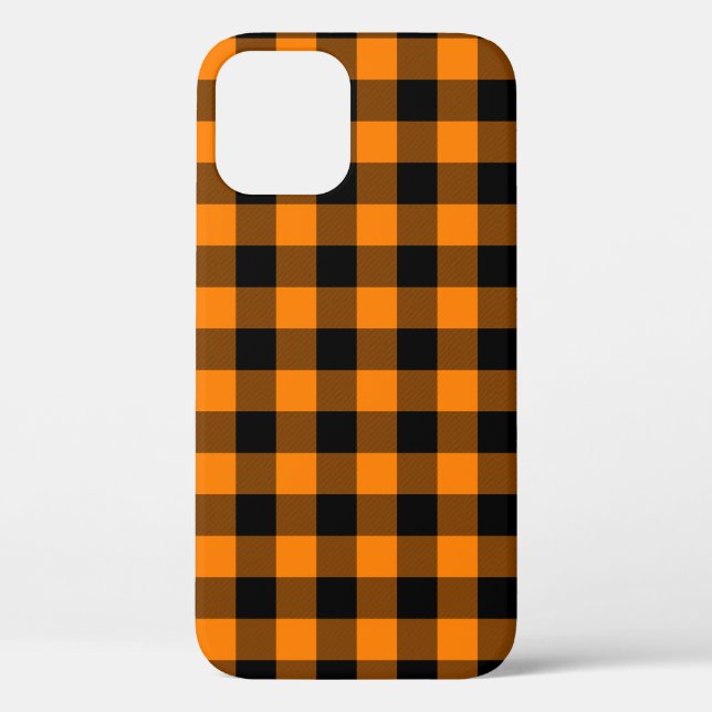 Funda De Case-Mate Para iPhone Comprobación de búfalo en negro y Naranja (Reverso )