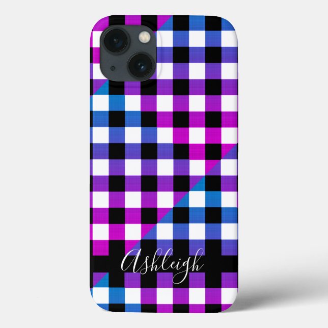 Funda De Case-Mate Para iPhone Comprobación de búfalo Nombre escrito a mano Púrpu (Reverso)