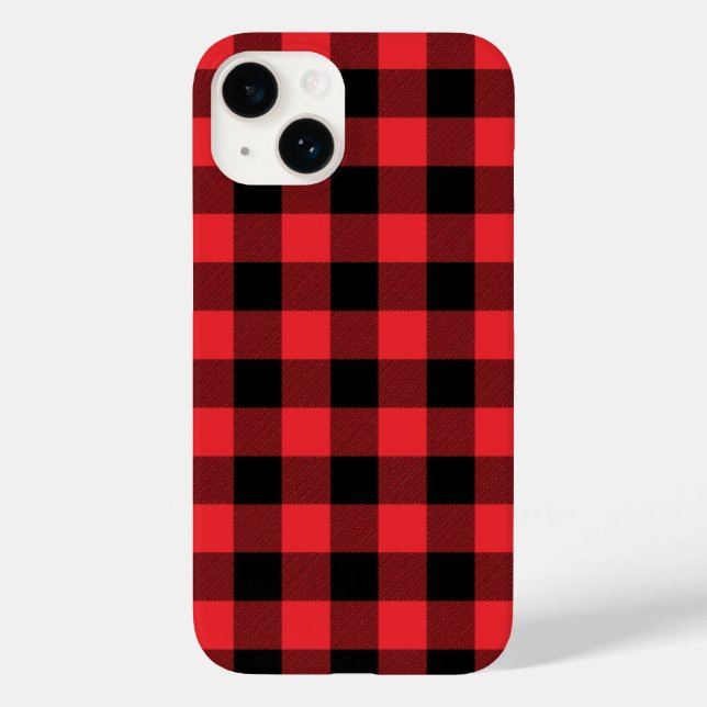 Funda De Case-Mate Para iPhone Comprobación de negro rojo con relleno de búfalo (Reverso )