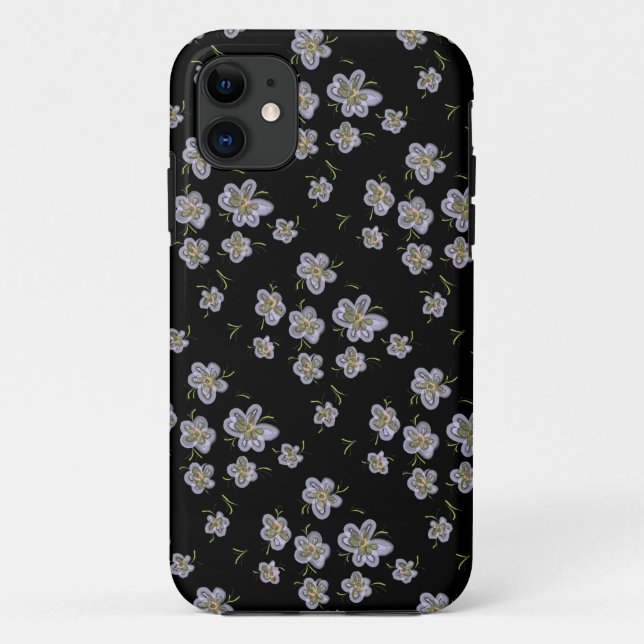 Funda De Case-Mate Para iPhone Computadora Purple Florals dibujada en arte (Reverso)