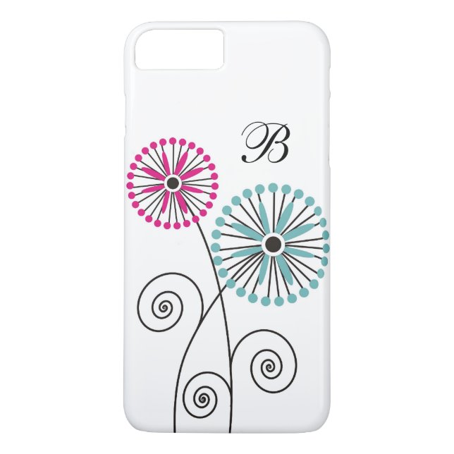 Funda De Case-Mate Para iPhone Con monograma floral   moderno (Reverso)