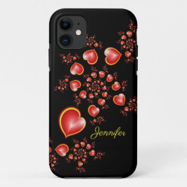 Funda Para iPhone 11 Con mucho amor Rojo Corazón Amarillo Fractal Nombr