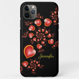 Funda Para iPhone 11 Pro Max Con mucho amor Rojo Corazón Amarillo Fractal Nombr