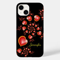 Con mucho amor Rojo Corazón Amarillo Fractal Nombr