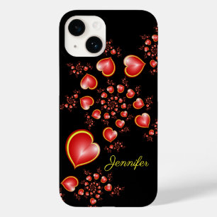 Funda Para iPhone 14 De Case-Mate Con mucho amor Rojo Corazón Amarillo Fractal Nombr