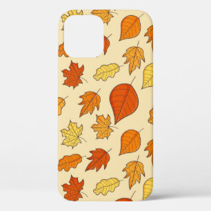 Funda Para iPhone 12 Concepto de hoja: Patrón de símbolos de otoño