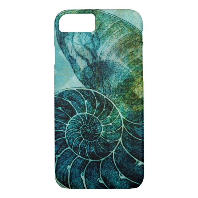 Funda De Case-Mate Para iPhone Concha espiral turquesa (Reverso)