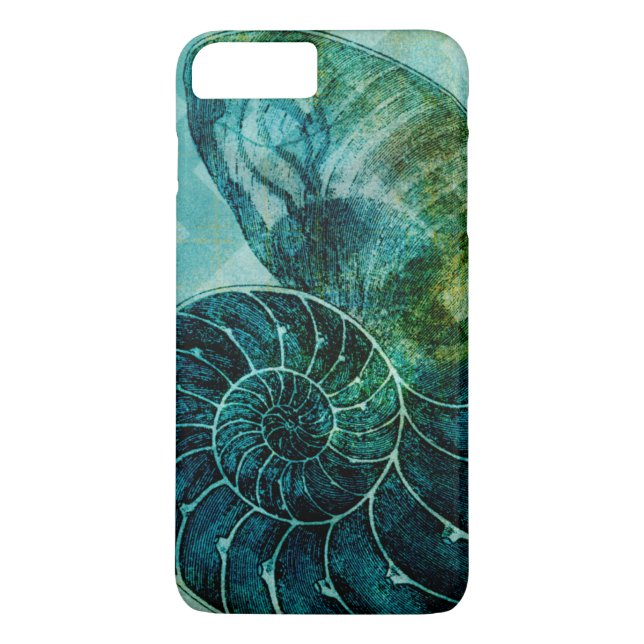 Funda De Case-Mate Para iPhone Concha espiral turquesa (Reverso)