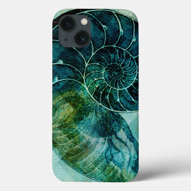 Funda De Case-Mate Para iPhone Concha espiral turquesa (Reverso)