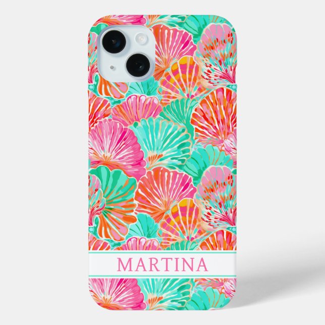 Funda De Case-Mate Para iPhone Conchas Coloridas Monogramadas (Reverso )