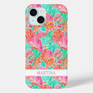 Funda Para iPhone 15 Conchas Coloridas Monogramadas