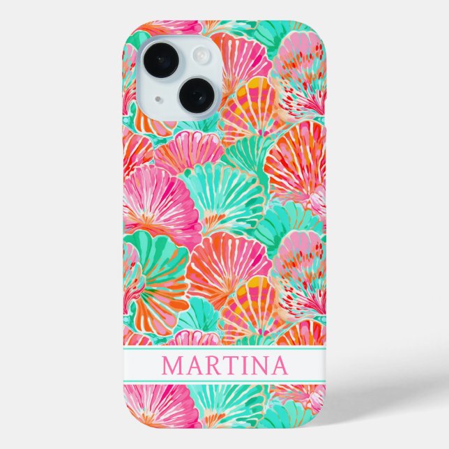 Funda De Case-Mate Para iPhone Conchas Coloridas Monogramadas (Reverso )