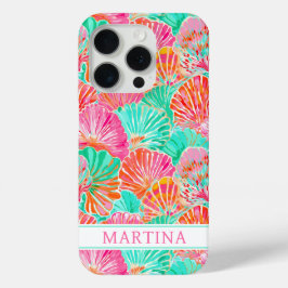 Funda Para iPhone 15 Pro Conchas Coloridas Monogramadas
