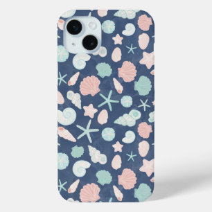 Funda Para iPhone 15 Mini Conchas Costeras Playa y Diseño Oceánico