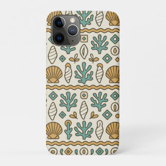 Funda Para iPhone 11 Pro Conchas Costeras y Coral Patrón Folclórico Escandi