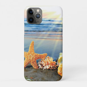 Funda Para iPhone 11 Pro conchas de mar y estrellas de mar en la playa