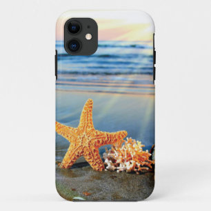 Funda Para iPhone 11 conchas de mar y estrellas de mar en la playa