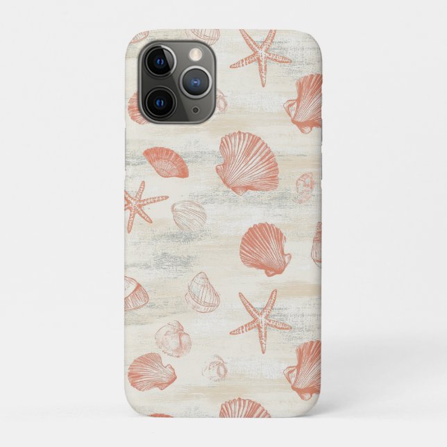 Funda De Case-Mate Para iPhone Conchas de playa vintage con coral y estrellas de  (Reverso)