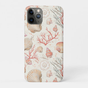 Funda Para iPhone 11 Pro Conchas Marinas y Rama de Coral Elegantes