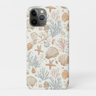 Funda Para iPhone 11 Pro Conchas Suaves Costeras y Botánica de Coral