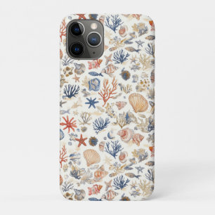 Funda Para iPhone 11 Pro Conchas Tropicales y Motivo de Arrecife de Coral