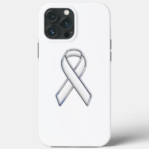 Funda Para iPhone 13 Pro Max Conciencia de la cinta blanca cromada con correa d