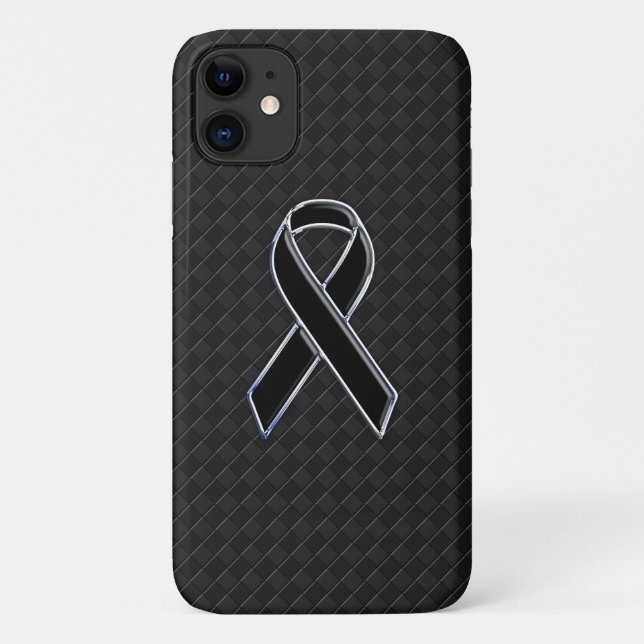Funda De Case-Mate Para iPhone Conciencia de la cinta negra cromada con estilo (Reverso)
