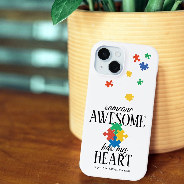 Funda De Case-Mate Para iPhone Conciencia sobre el Autismo Alguien Increíble Tien (Autism Awareness Someone Awesome Has My Heart Case-Mate iPhone Case)