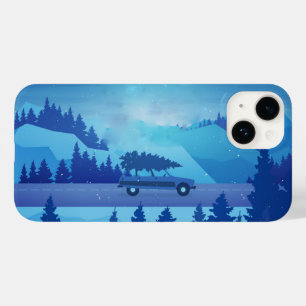 Funda Para iPhone 14 De Case-Mate Conduciendo por la carretera con un árbol de navid