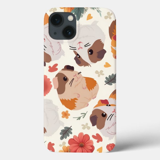 Funda De Case-Mate Para iPhone conejillo de jardín de flores (Reverso)