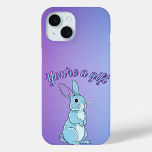 Funda Para iPhone 15 Conejito Azul Pastel Púrpura Eres un Tesoro