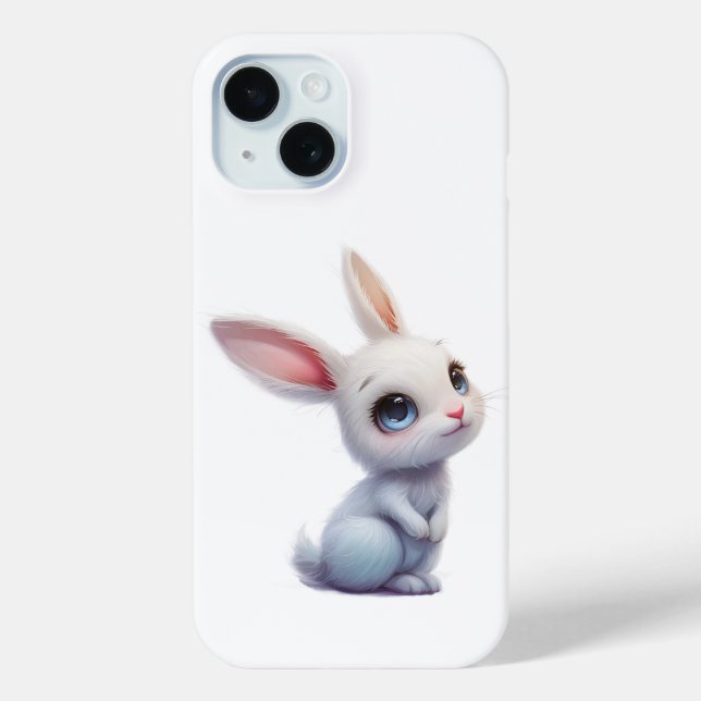 Funda De Case-Mate Para iPhone Conejito blanco lindo con ojos azules grandes (Reverso )