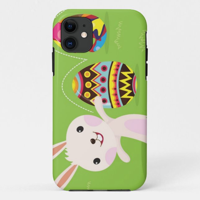 Funda De Case-Mate Para iPhone Conejito de pascua juguetón con los huevos (Reverso)