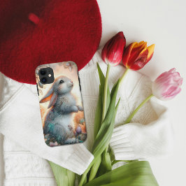 Funda Para iPhone 11 Conejito Floral Acuarela Caprichoso