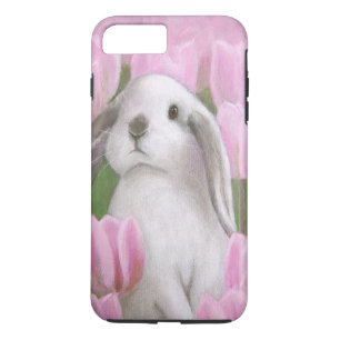 Funda Para iPhone 8 Plus/7 Plus Conejito y tulipanes