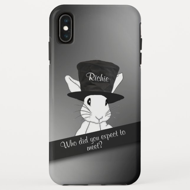 Funda De Case-Mate Para iPhone Conejo blanco en sombrero superior personalizado (Reverso)